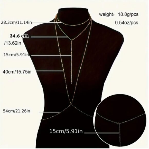 Gold Layered Chest Body Chain Jewelry - Picture 4 of 4